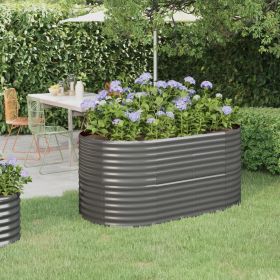 Garden Raised Bed Powder-coated Steel 59.8"x31.5"x26.8" Gray - Gray