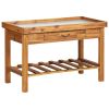 Garden Work Bench with Zinc Top Solid Acacia Wood - Brown