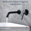 Wall Mount Faucet for Bathroom Sink or Bathtub; Single Handle 2 Holes Brass Rough-in Valve Included; Matte Black - default