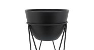 METAL 14" PLANTER IN STAND, BLACK - as Pic