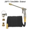 1pc High Pressure Thickened Car Washing Hose; Garden Water Pipe Metal Water Gun Nozzle; Retractable Water Hose Car Washing Tool Set - 50FT-15m Extend