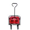 Folding Wagon Garden Shopping Beach Cart (Red) - Red