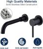 Wall Mount Faucet for Bathroom Sink or Bathtub; Single Handle 2 Holes Brass Rough-in Valve Included; Matte Black - default