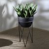 METAL 14" PLANTER IN STAND, BLACK - as Pic