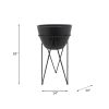 METAL 14" PLANTER IN STAND, BLACK - as Pic