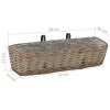 Balcony Planter 2 pcs Wicker with PE Lining 23.6" - Brown