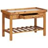 Garden Work Bench with Zinc Top Solid Acacia Wood - Brown