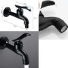 Black Lengthen Kitchen Faucet Mop Pool Faucet Wall Mounted Brass Single Cold Water Tap Laundry Bathroom Garden - Default