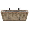 Balcony Planter 2 pcs Wicker with PE Lining 15.7" - Brown