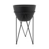 METAL 14" PLANTER IN STAND, BLACK - as Pic