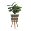 S/2 10/12" DIAMOND PLANTER W/ WOOD LEGS, BROWN(KD) - as Pic