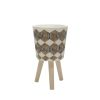 S/2 10/12" DIAMOND PLANTER W/ WOOD LEGS, BROWN(KD) - as Pic