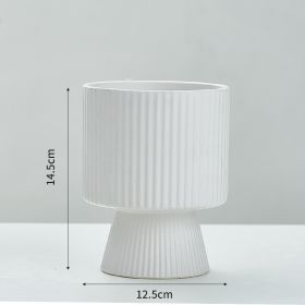 Ceramic Nordic Creative Striped Ceramic Flower Pot (Option: B White)