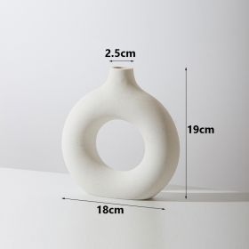 Donut Plain Burned Ceramic Vase Ins Wind (Option: White Medium-Donut Vase)